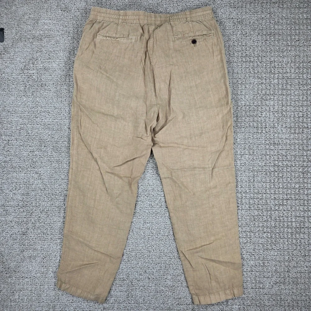 Todd Snyder Beach Pants Mens Medium 100% Linen Elastic Waist Pull On Tan Beige
